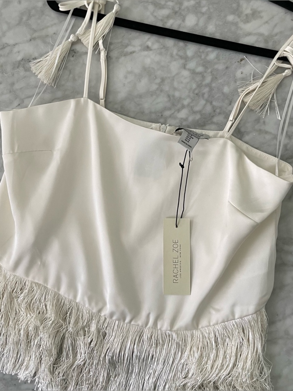 NWT Rachel Zoe Ivory Fringe Slip Top size M